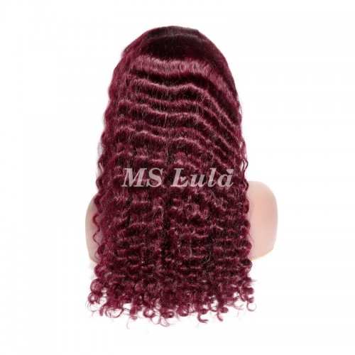 Burgundy Color #99j Human Hair Deep Wave 13X4 Lace Front Wigs | Human Hair Wig | Lace Front
